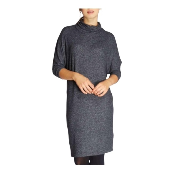 BOBEAU COZY TURTLENECK DRESS in heather gray - Picture 1 of 12